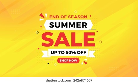 Summer sale Discount banner. summer offer sale banner vector template. Sale label and discounts background, Discount Promotion marketing poster design for web and Social. Vector Illustration.