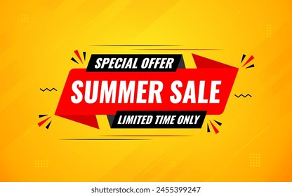 Summer sale Discount banner. summer offer sale banner vector template. Sale label and discounts background, Discount Promotion marketing poster design for web and Social. Vector Illustration.