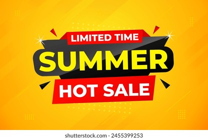 Summer sale Discount banner. summer offer sale banner vector template. Sale label and discounts background, Discount Promotion marketing poster design for web and Social. Vector Illustration.