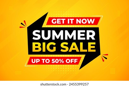 Summer sale Discount banner. summer offer sale banner vector template. Sale label and discounts background, Discount Promotion marketing poster design for web and Social. Vector Illustration.