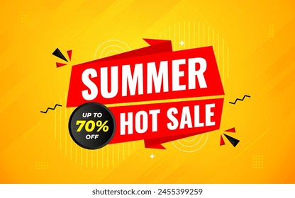 Summer sale Discount banner. summer offer sale banner vector template. Sale label and discounts background, Discount Promotion marketing poster design for web and Social. Vector Illustration.