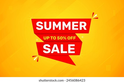 Summer sale Discount banner. summer offer sale banner vector template. Sale label and discounts background, Discount Promotion marketing poster design for web and Social. Vector Illustration.