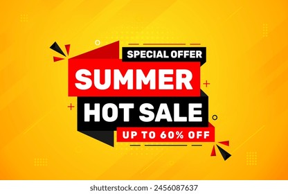 Summer sale Discount banner. summer offer sale banner vector template. Sale label and discounts background, Discount Promotion marketing poster design for web and Social. Vector Illustration.