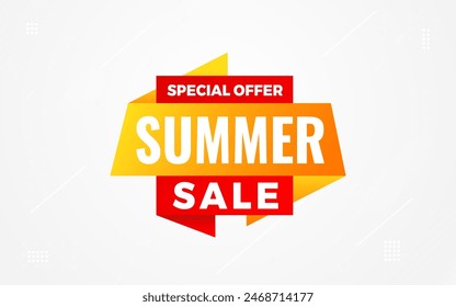 Summer sale Discount banner. summer offer sale banner vector template. Sale label and discounts background, Discount Promotion marketing poster design for web and Social. Vector Illustration.