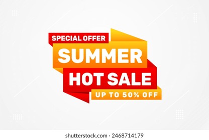 Summer sale Discount banner. summer offer sale banner vector template. Sale label and discounts background, Discount Promotion marketing poster design for web and Social. Vector Illustration.