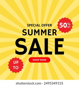 Summer sale discount banner social media.