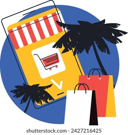 Summer sale discount. End of the season. Can be used for gift voucher, poster, social media advertising and covers. Vector