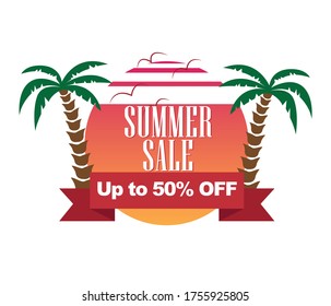 Summer sale. Discount label. Vector.