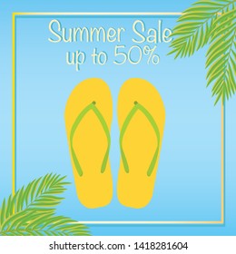 Summer sale, discount square web banner