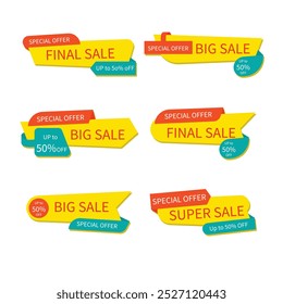 Summer sale Discount tags pack. summer offer sale banner vector template. Sale label and discounts background, Discount Promotion marketing poster design for web and Social. Vector Illustration.