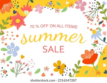 Summer Sale. Discounts 70 percent.New summer offer banner. Season vocation, weekend, holiday logo icon. Summer Time Wallpaper.