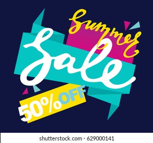 Summer sale doodle banner. Vector illustration.