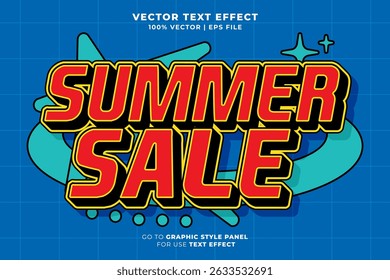 Summer sale editable text effect 3D style. Editable font and typography effect summer sale template suitable for summer vibes, holiday, event, festival