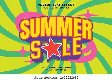 Summer sale editable text effect 3D style. Editable font and typography effect summer sale template suitable for summer vibes, holiday, event, festival