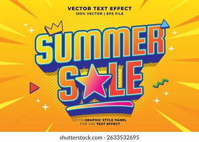 Summer sale editable text effect 3D style. Editable font and typography effect summer sale template suitable for summer vibes, holiday, event, festival