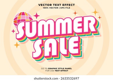 Summer sale editable text effect 3D style. Editable font and typography effect summer sale template suitable for summer vibes, holiday, event, festival