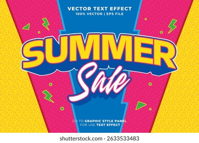 Summer sale editable text effect 3D style. Editable font and typography effect summer sale template suitable for summer vibes, holiday, event, festival