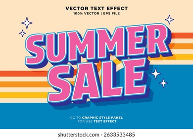 Summer sale editable text effect 3D style. Editable font and typography effect summer sale template suitable for summer vibes, holiday, event, festival