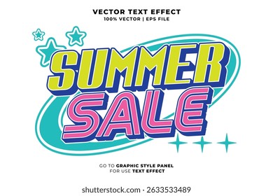 Summer sale editable text effect 3D style. Editable font and typography effect summer sale template suitable for summer vibes, holiday, event, festival