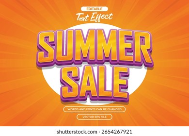 Summer sale editable text effect with 3d text style and with orange comic background