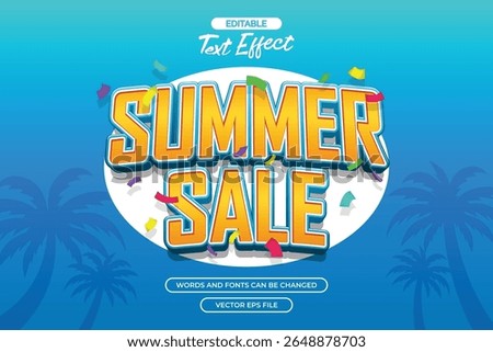 Summer sale editable text effect with 3d cartoon text style