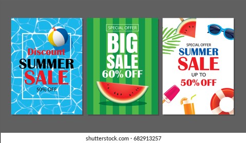 Carteles de diseño de fondo de correos electrónicos de venta de verano. Se puede utilizar para ,volantes, invitación, carteles, folleto, descuento de cupón. Plantilla de compra de anuncios vectoriales.	