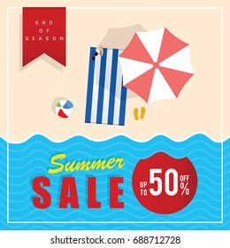 summer sale end of season illustration in colorful
