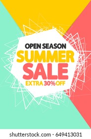Summer Sale, extra 30 percent off, poster design template, brochure size A4, vector illustration