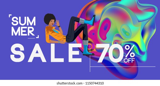 summer sale fashion promotion 70% discount banner and poster design template
