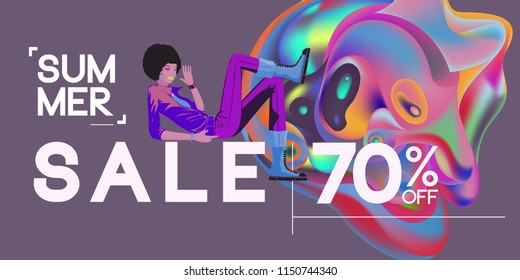 summer sale fashion promotion 70% discount banner and poster design template

