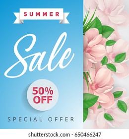 Summer sale fifty percent off lettering