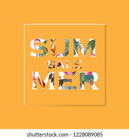 summer sale Floral  banner background. Vector illustration