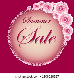 summer sale flowers frame vector illustration