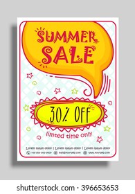 Summer Sale Flyer, Sale Banner, Sale Poster with 30% Off for Limited Time.