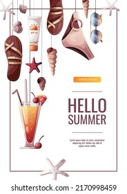 Summer sale flyer for beach Holidays, Summer vacation, party concept. Vector Illustrations. Banner, flyer, poster, advertising.
