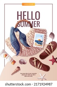 Summer sale flyer for beach Holidays, Summer vacation, party concept. Vector Illustrations. Banner, flyer, poster, advertising.