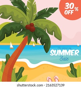 Summer Sale flyer card. Vector illustration concept.