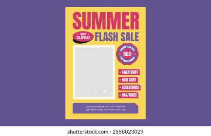 Summer Sale Flyer. creativity, retro style, party, fun