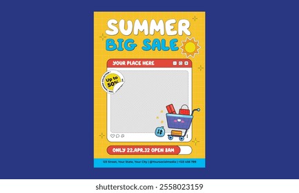 Summer Sale Flyer. creativity, retro style, party, fun