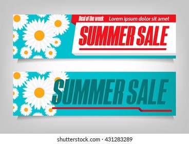 Summer Sale. Flyer Template Design. Vector Illustration