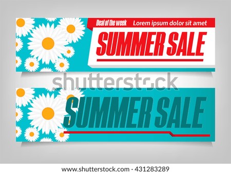 Summer Sale. Flyer Template Design. Vector Illustration
