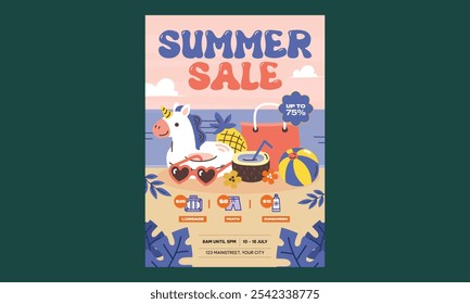 Summer Sale Flyer. Vector Illustration