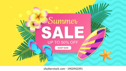 Summer sale. Fresh bright banner for your website.