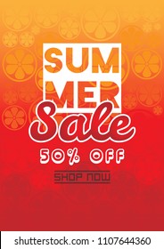 Summer Sale Fruit Gradient Background Vector Illustration