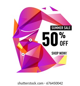 Summer sale geometric style web banner. Fashion and travel discount. Vector holiday Abstract colorful illustration with special offers and promotions.