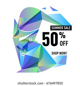 Summer sale geometric style web banner. Fashion and travel discount. Vector holiday Abstract colorful illustration with special offers and promotions.