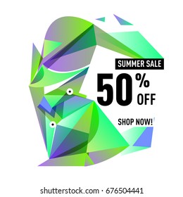 Summer sale geometric style web banner. Fashion and travel discount. Vector holiday Abstract colorful illustration with special offers and promotions.