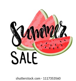 Summer sale - haddrawn lettering quote about summer. Unique design for shops, stores, banners, posters, flyers, tags, labels