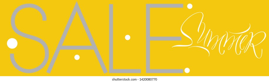 Summer sale - hand drawn lettering on yellow background. Vector illustration for online stores, discount shopping, offer or sale advertising design, commerce, posters, flyers, leaflets, banners, web.