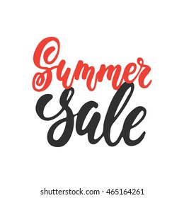 Summer sale - hand drawn lettering phrase isolated on the white background. Brush ink inscription for photo overlays, advertising print, store and shops flyer design